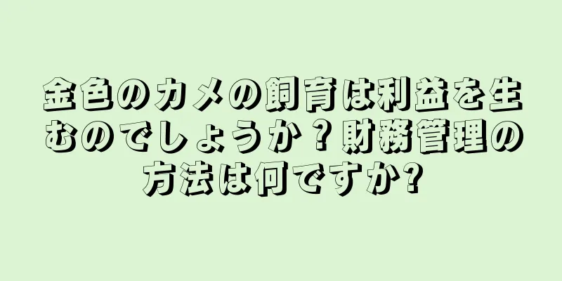 金色のカメの飼育は利益を生むのでしょうか？財務管理の方法は何ですか?