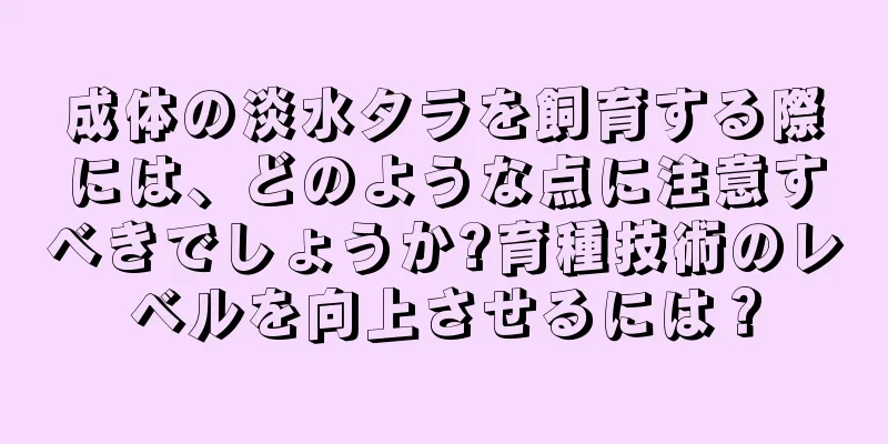 成体の淡水タラを飼育する際には、どのような点に注意すべきでしょうか?育種技術のレベルを向上させるには？