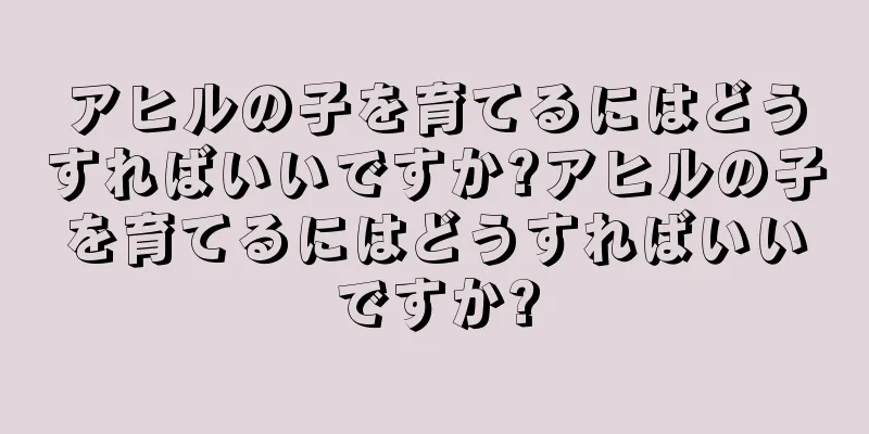 アヒルの子を育てるにはどうすればいいですか?アヒルの子を育てるにはどうすればいいですか?