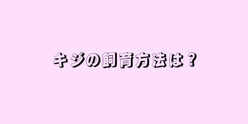 キジの飼育方法は？