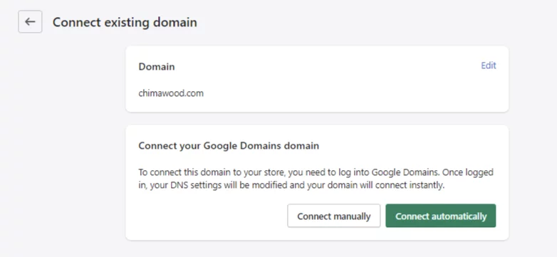 Domains Connect existing domain Shopify