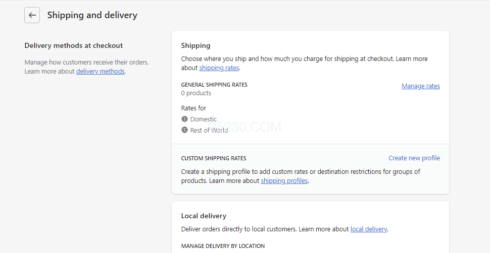 Sitebudding Shipping and delivery Shopify