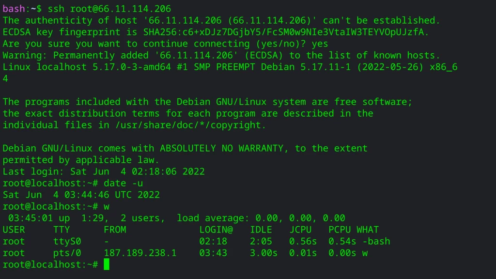 SSH経由でログイン