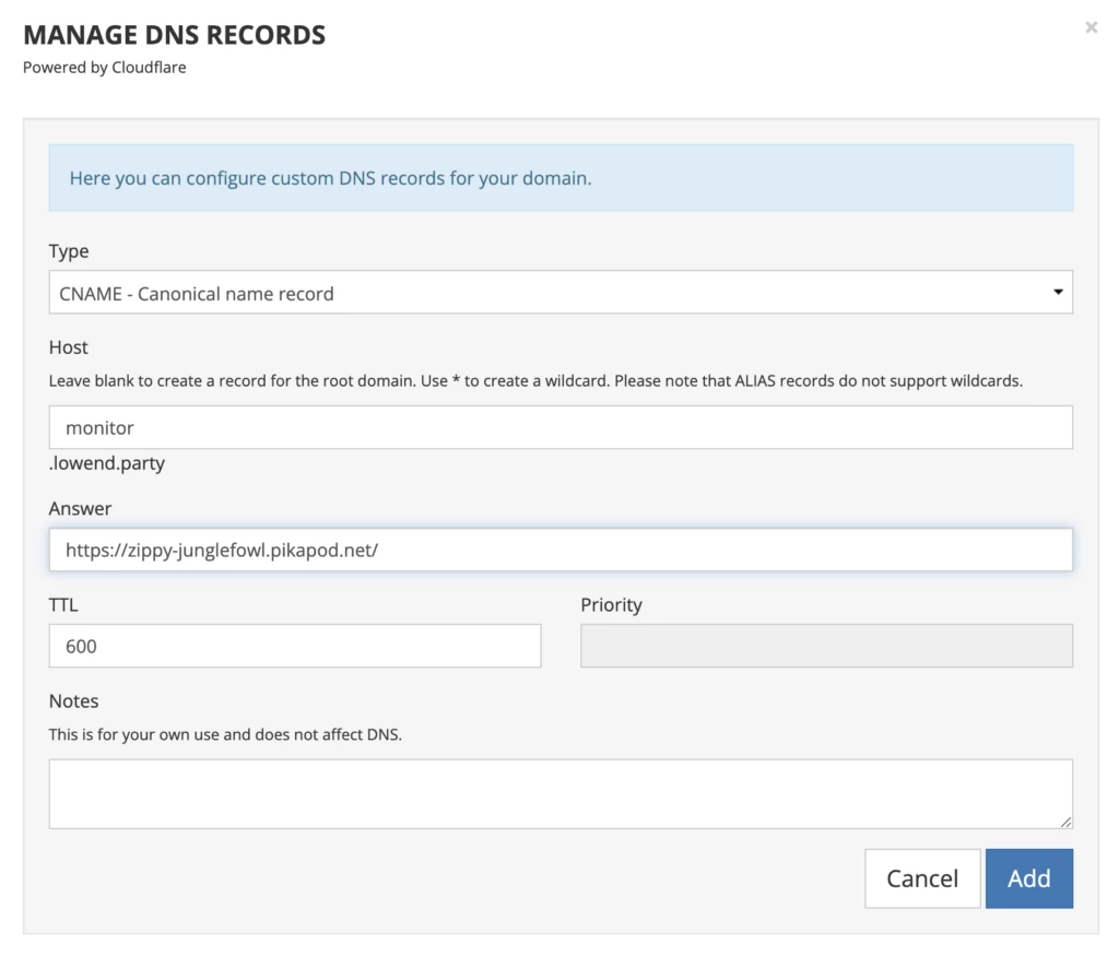 ポークバン CNAME