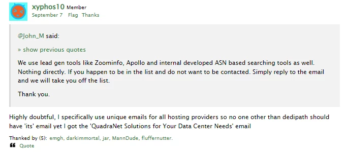 Quadranet は Dedipath について嘘をついているのでしょうか?