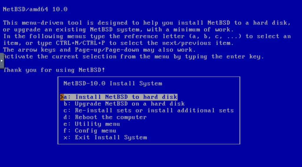NetBSD インストール開始