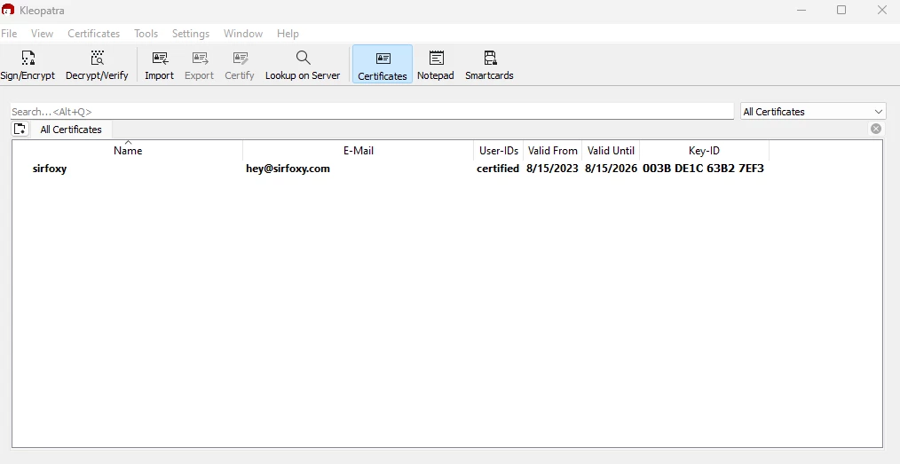 生成されたPGPキー