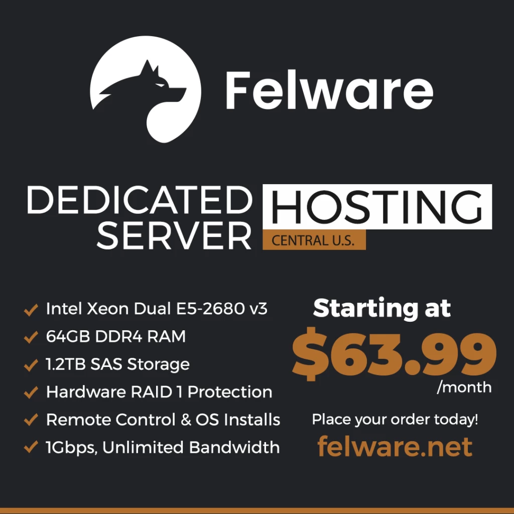 Felware: ウィスコンシン州マディソンで格安の専用サーバーがセール中!