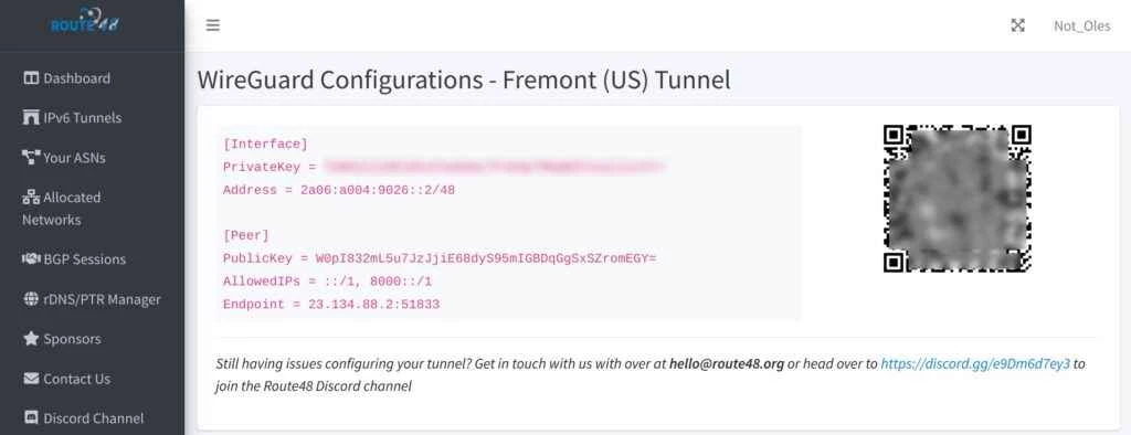 Route48 Wireguard IPv6トンネル設定