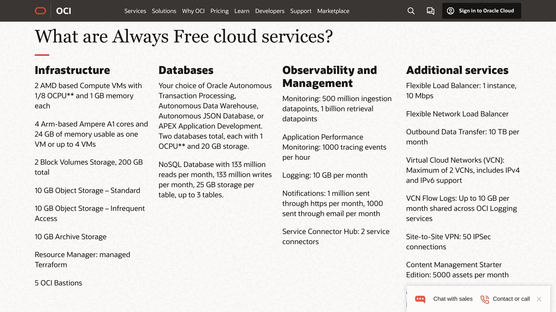 Oracleは常に無料