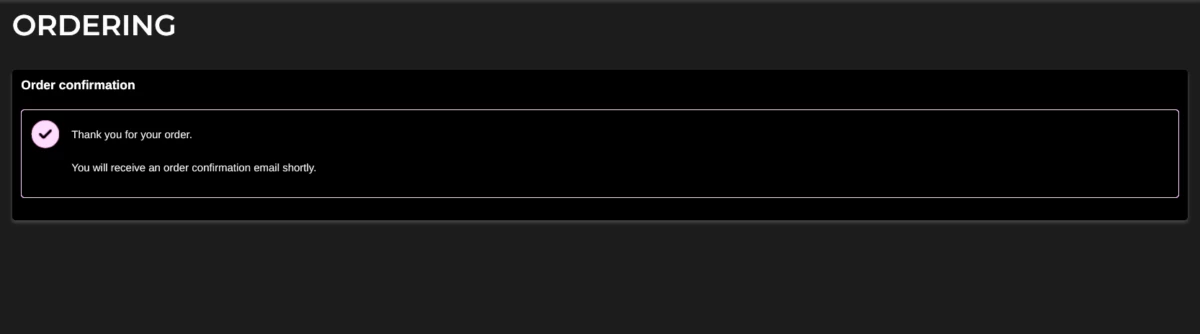 注文確認のスクリーンショット