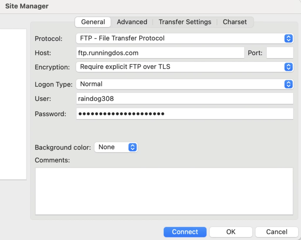 DirectAdmin FileZilla サイトマネージャー
